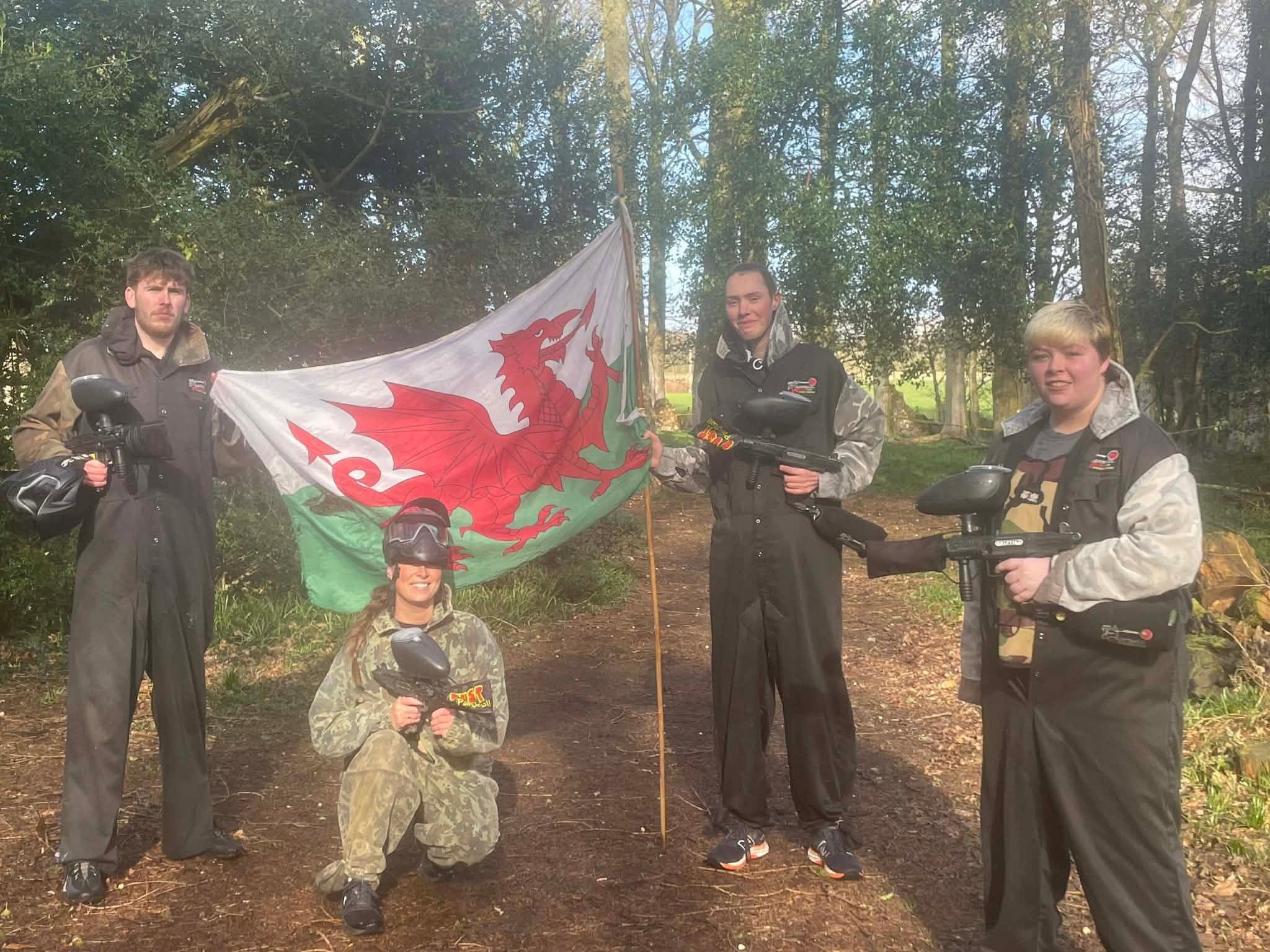 Paintball flag held up during a game